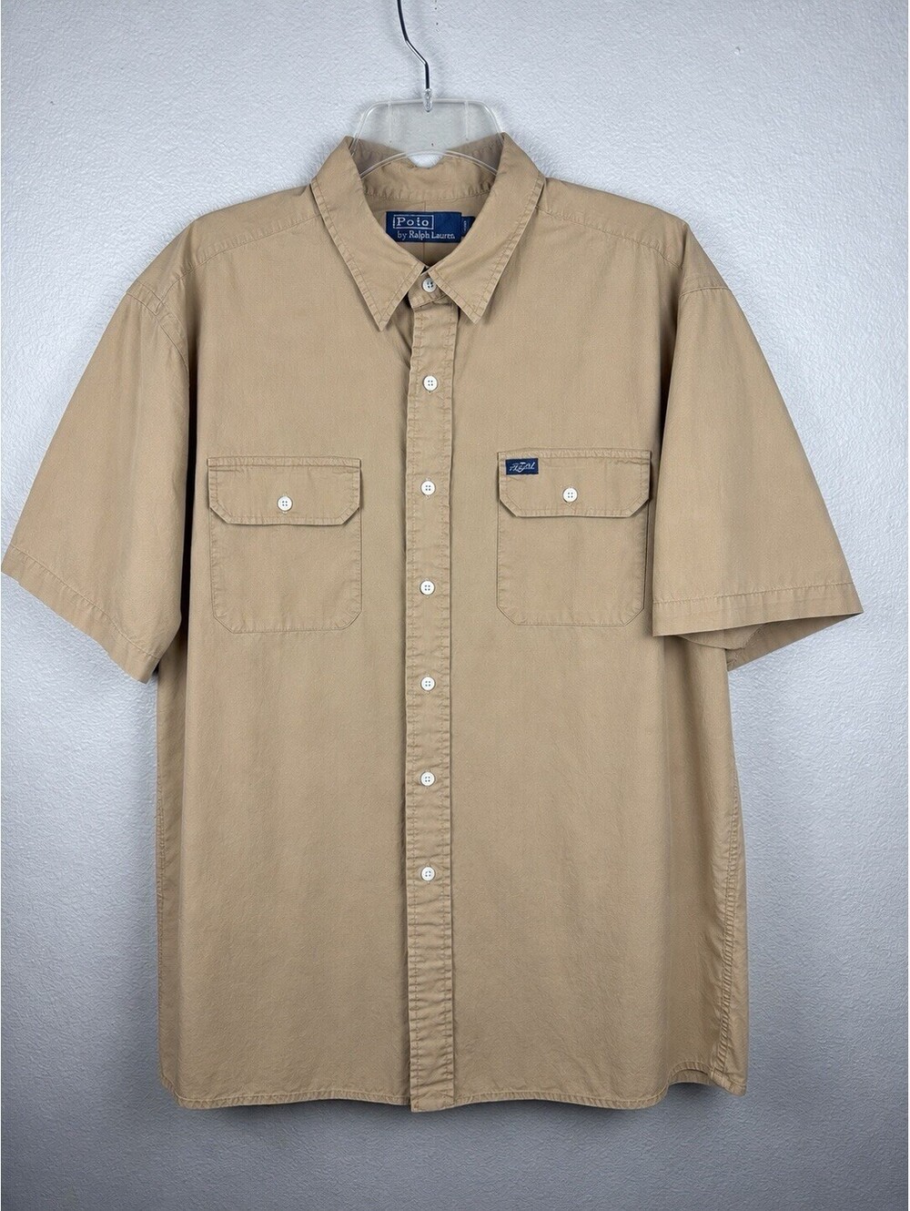 Vintage Polo Ralph Lauren Sailing Shirt Mens XL Khaki Nautical Utility Pockets